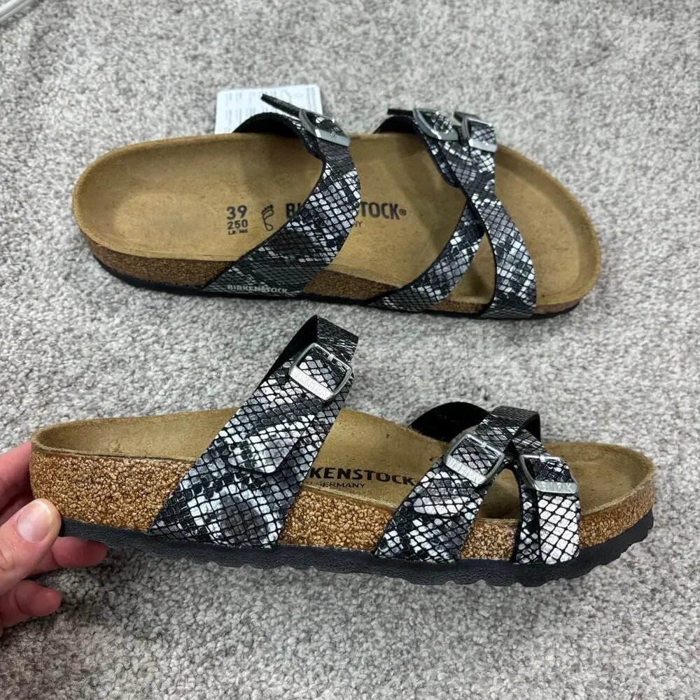 NWT! Birkenstock Women's Franca Sandals Black python-print size 39 - Picture 2 of 11